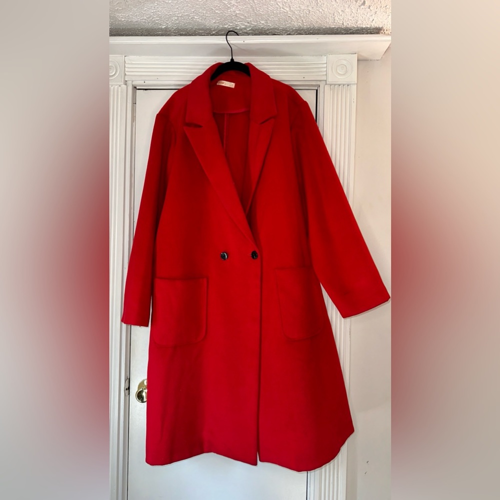 Intempo Double-Breasted Red Coat - Size 3X